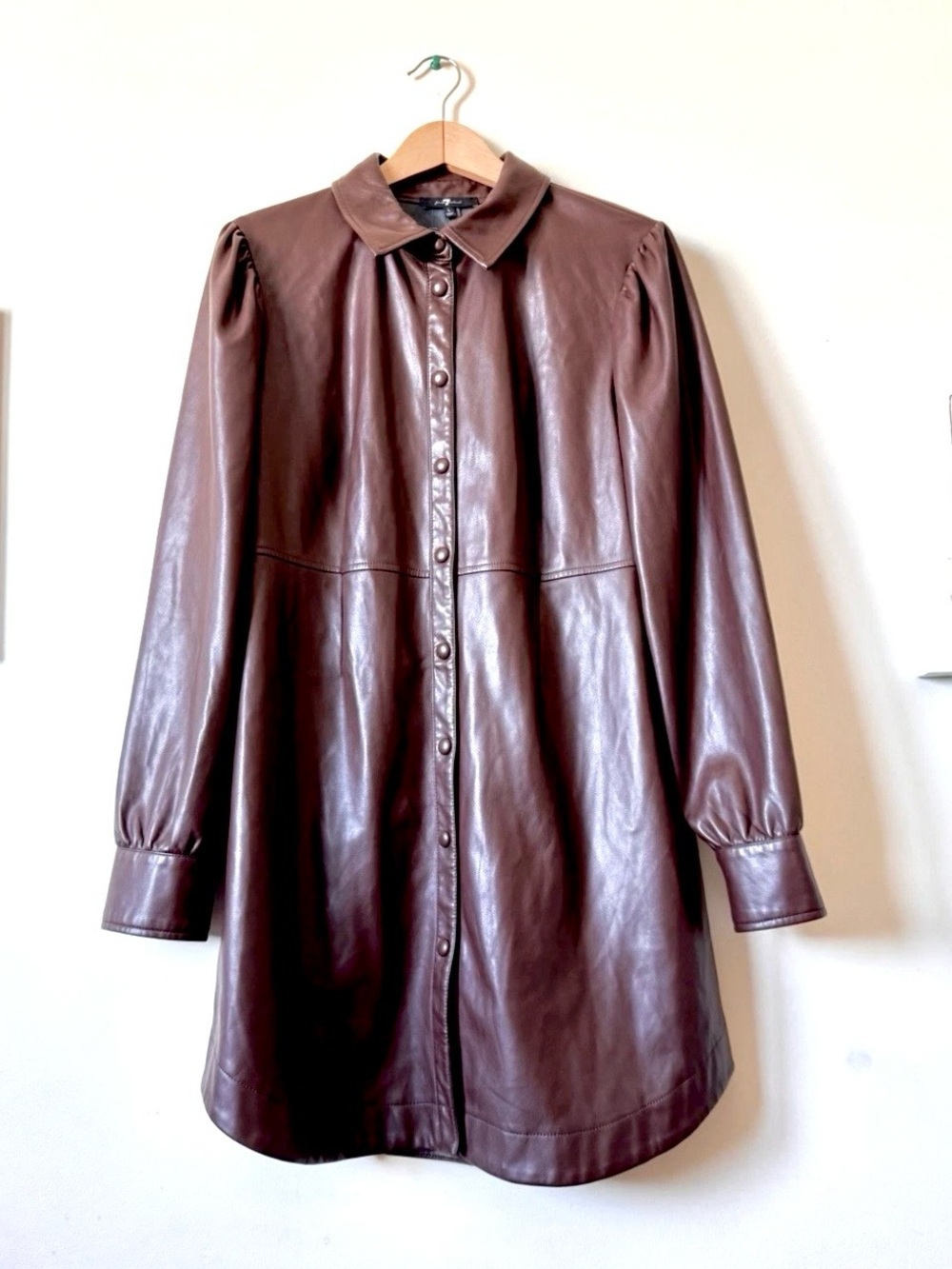 7 For All Mankind Brown Faux Leather Mini Dress